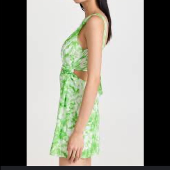 FOR LOVE and LEMONS Devon Mini Dress One Shoulder Green White Tie Dye Sz M NEW - Picture 3 of 12